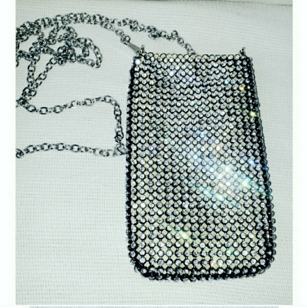 Rhinestone crystal embellished crossbody bag